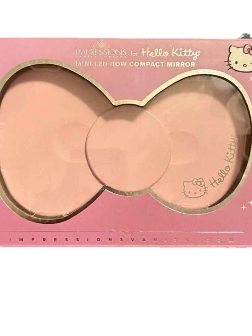Hello Kitty Pink and Gold Bow Compact Mirror